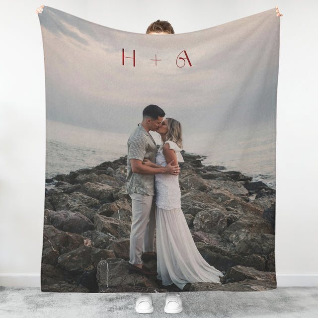 Custom Couple Photo Blanket - Personalized Gift for Lovers