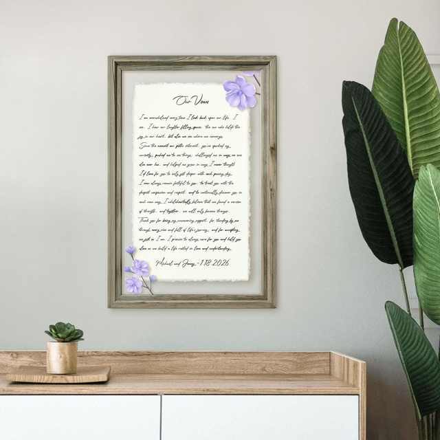 Personalized Wedding Vows 2 Layered Mix Wooden Art 8x12 inch TN03