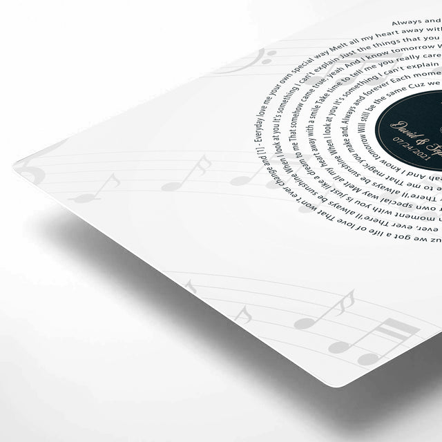 Personalized Song Lyrics - Vinyl Record Metal Print