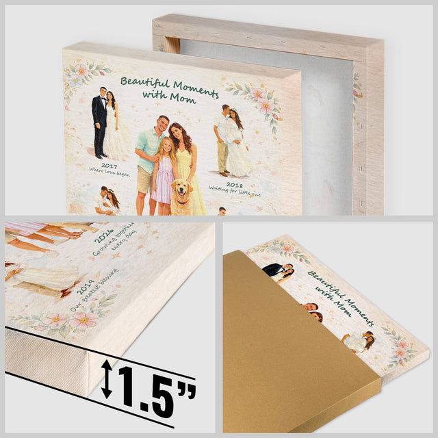 Mother Timeline Canvas Watercolor Style Custom Family Gift