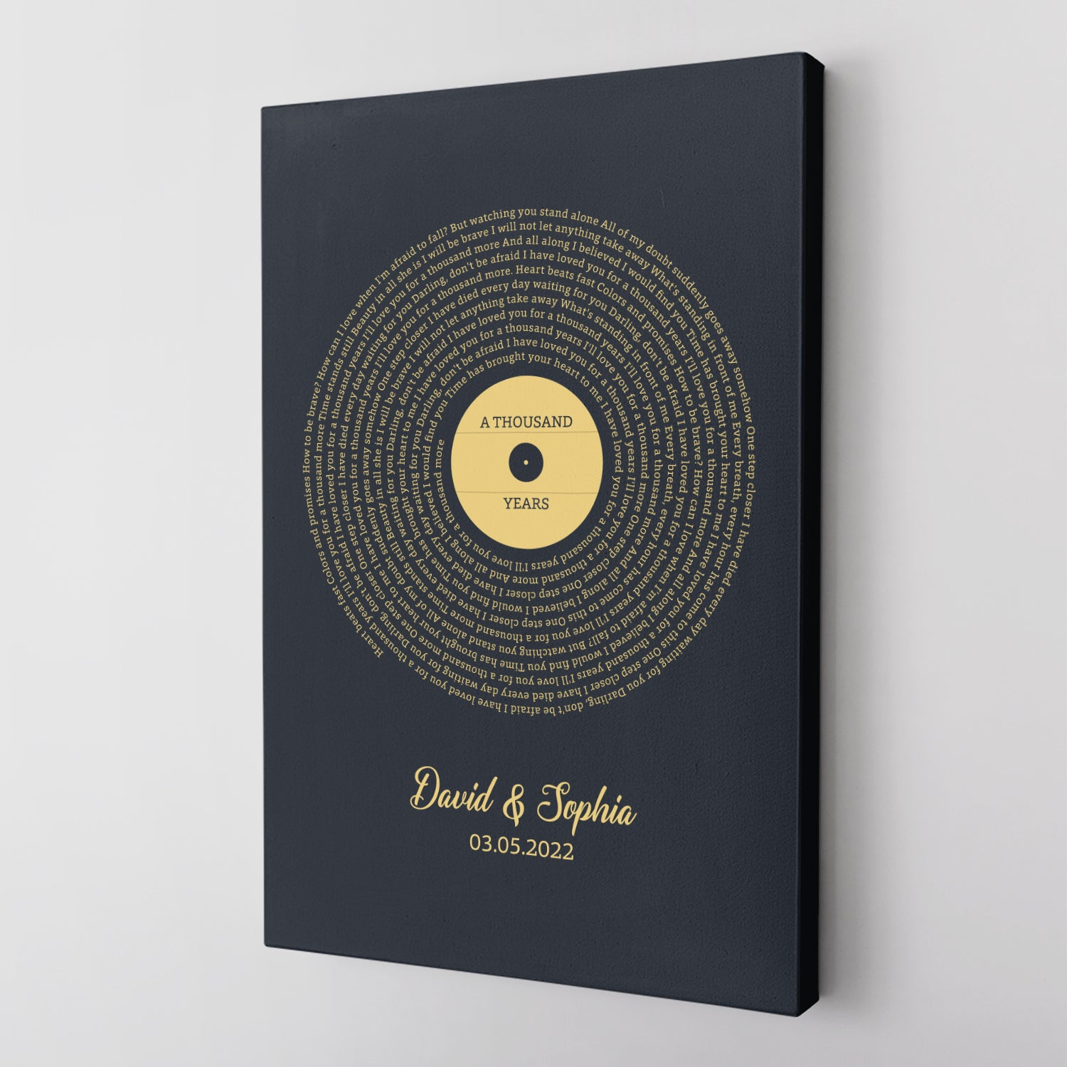 Vinyl On Canvas Wall Art | Custom Lyrics - Portrait - Ready to Hang