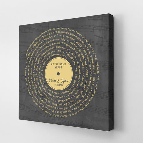 Vinyl On Canvas Wall Art | Custom Lyrics - Square - Ready to Hang