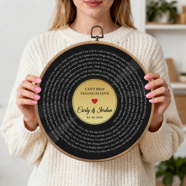 Personalized Song Lyrics Vinyl Record - Framed Round Wall Art - FLORA01