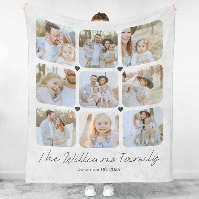 Custom Family Photo Collage Blanket