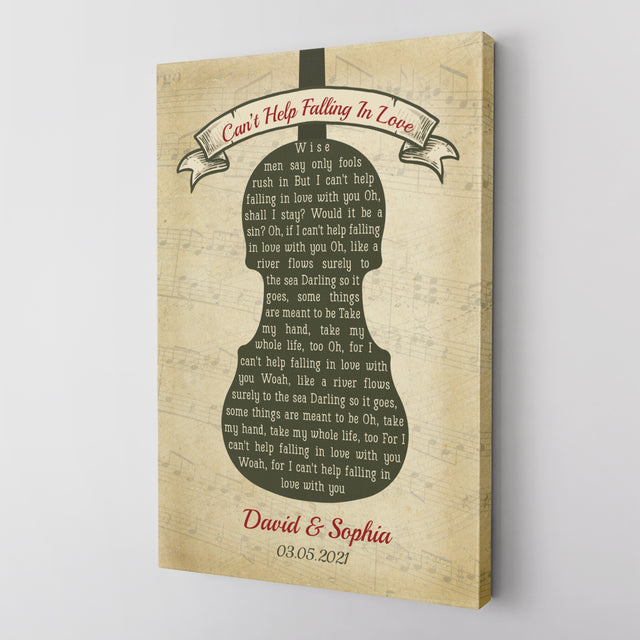 Custom Song Lyrics And Text, Violin Art, Canvas Wall Art