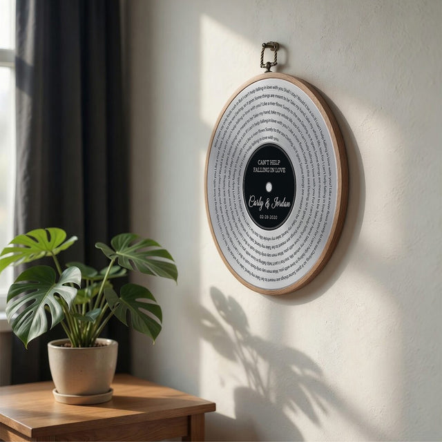 Personalized Song Lyrics Vinyl Record - Framed Round Wall Art - FLORA02