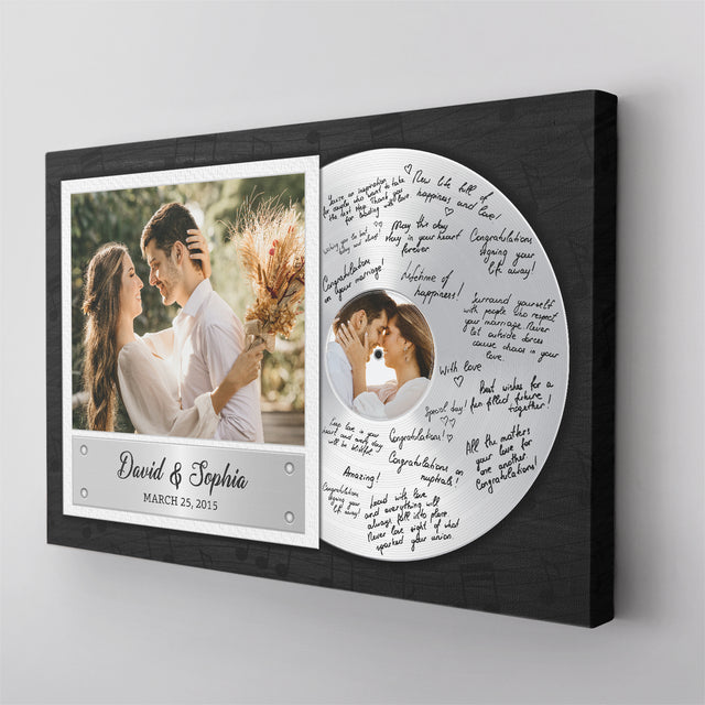 Personalized Vinyl Record Canvas, Wedding Guest Book Alternative