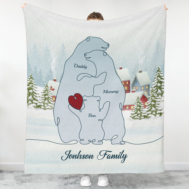 Personalized Polar One Line Art Christmas Comfort Blanket