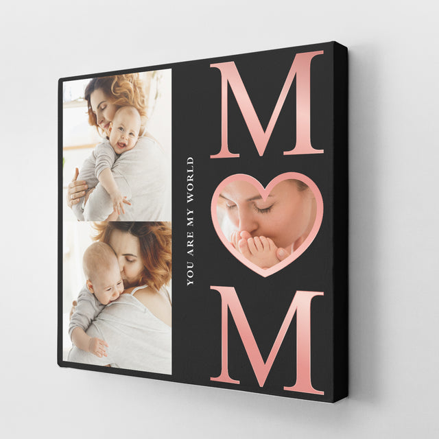 Personalized Mom Photo Collage Canvas Wall Art Custom 3 Photos