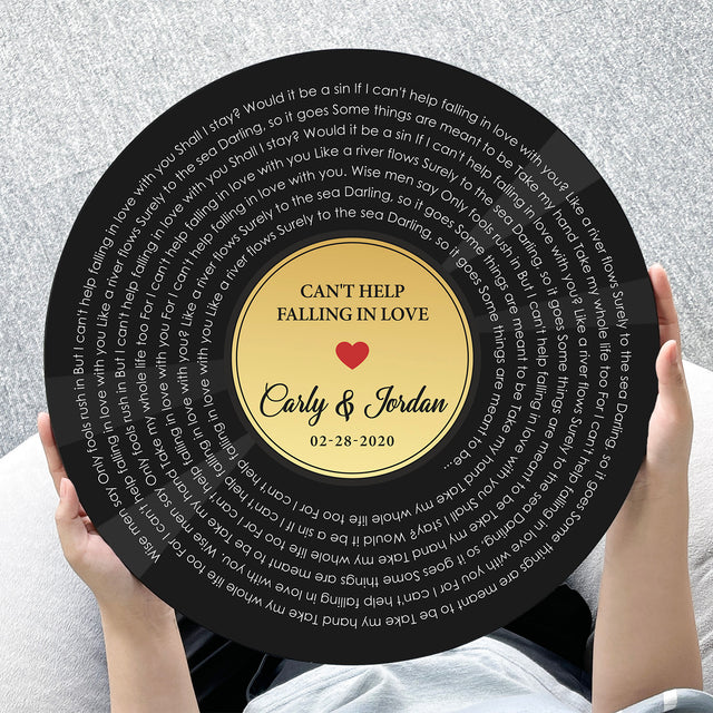 Custom Song Lyrics, Customizable Song Name And Text, Vinyl Record Style, Round Wood Sign