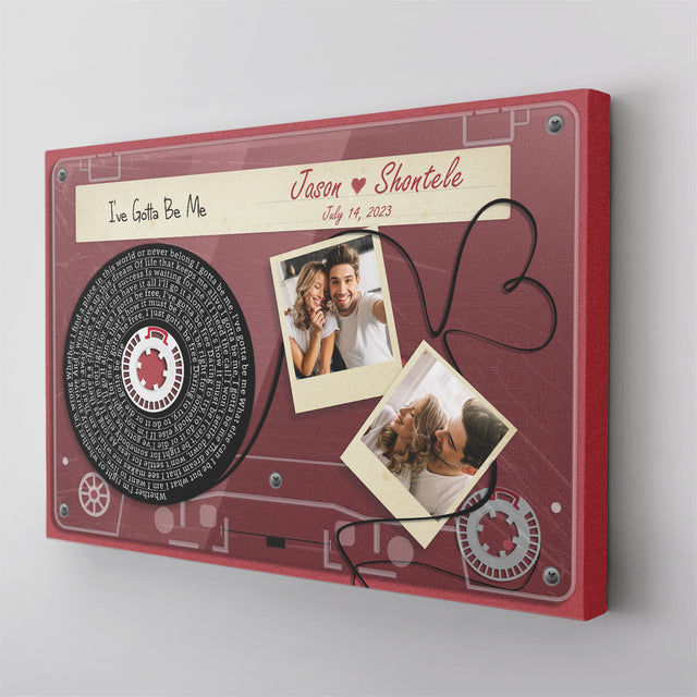 Personalized Song Lyrics and Photo Cassette Tape Canvas