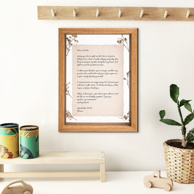 Personalized Wedding Vows 2 Layered Mix Wooden Art 8x12 inch JN01