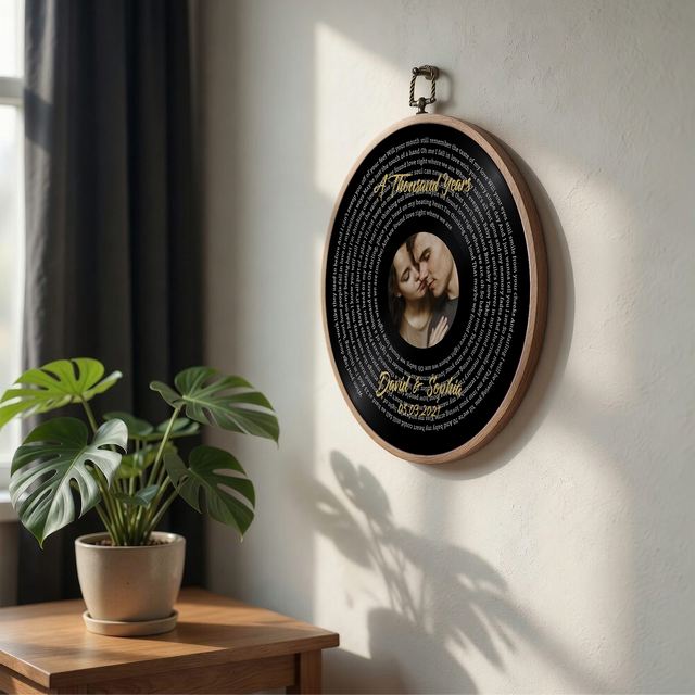 Personalized Song Lyrics Vinyl Record - Framed Round Wall Art - TONI01