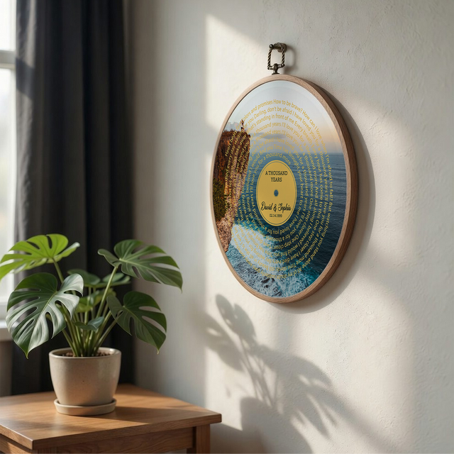 Personalized Song Lyrics Vinyl Record - Framed Round Wall Art - TONI04