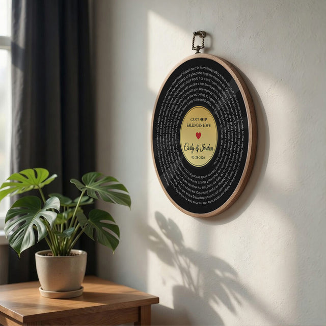 Personalized Song Lyrics Vinyl Record - Framed Round Wall Art - FLORA01