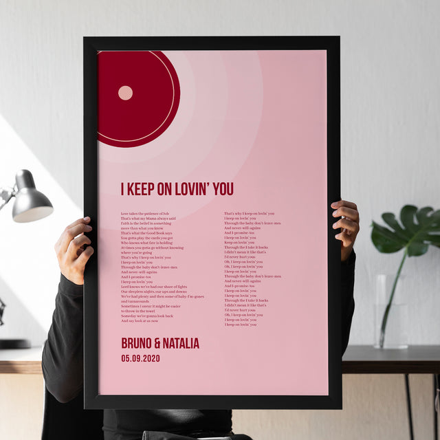 Tickled Pink Vinyl Record, Custom Song Lyrics Framed Art Print
