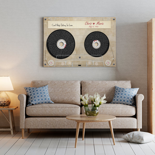 Customizable Music Song Lyrics Cassette Tape Canvas Wall Art