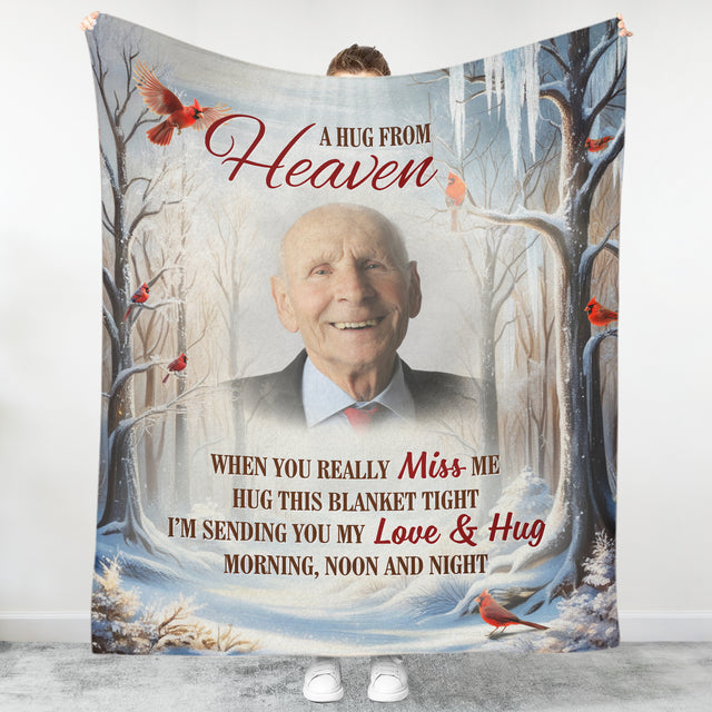 Custom A Hug From Heaven Blanket - Memorial Blanket