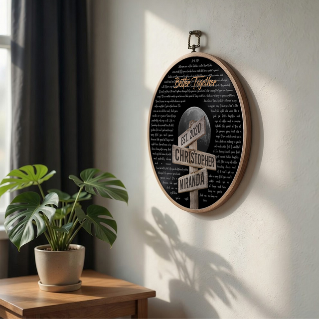 Personalized Song Lyrics Vinyl Record - Framed Round Wall Art - TONI02