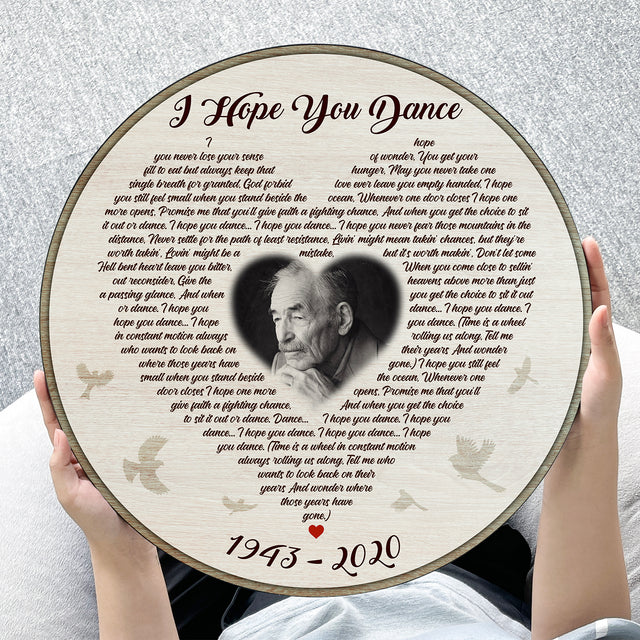 Personalized Round Wood Sign with Custom Photo and Lyrics, Memorial Gifts