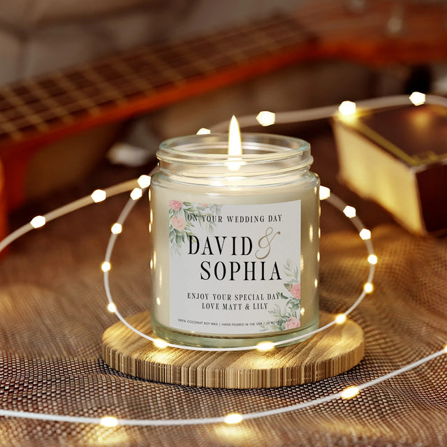 Personalized Wedding Day Candle – Custom Gift for the Happy Couple