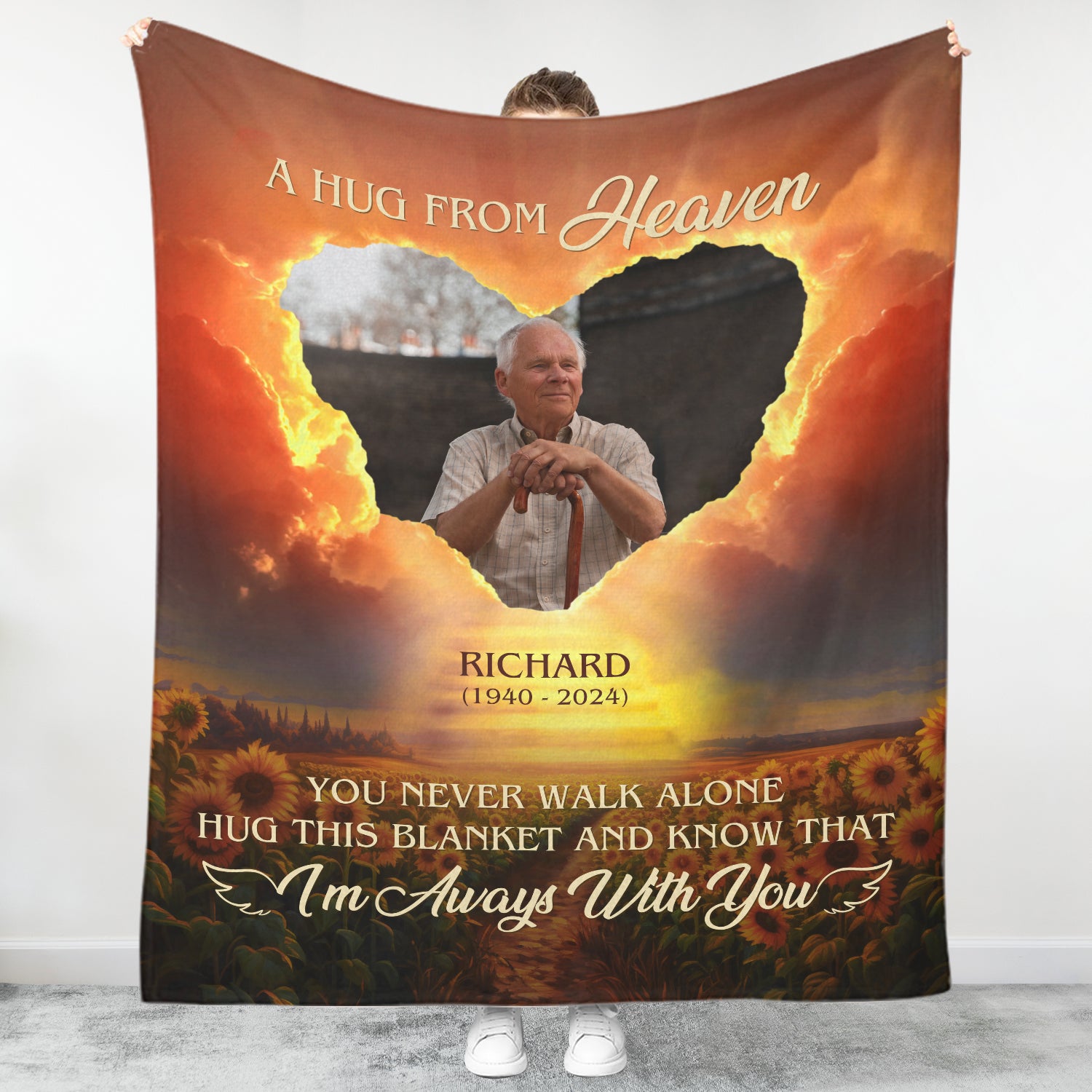 Custom Photo A Hug From Heaven - Memorial Personalized Custom Blanket