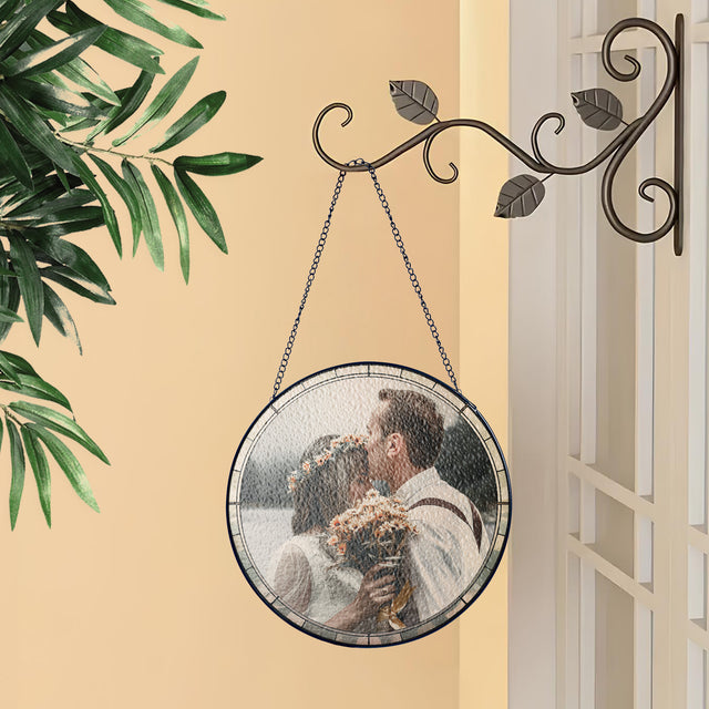 Custom Photo Portrait Couple Family Stained Glass Suncatcher