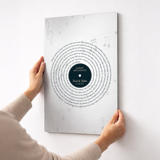 Personalized Song Lyrics - Vinyl Record Metal Print