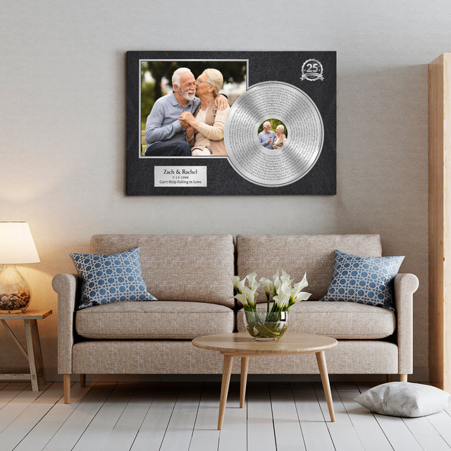 Personalized Name & Date, Upload Photo Gold Vinyl Record Canvas