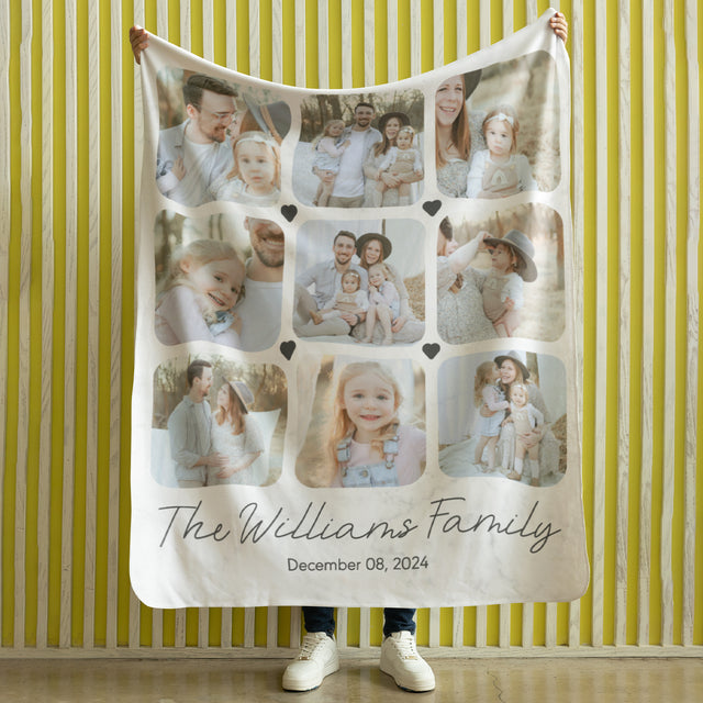 Custom Family Photo Collage Blanket