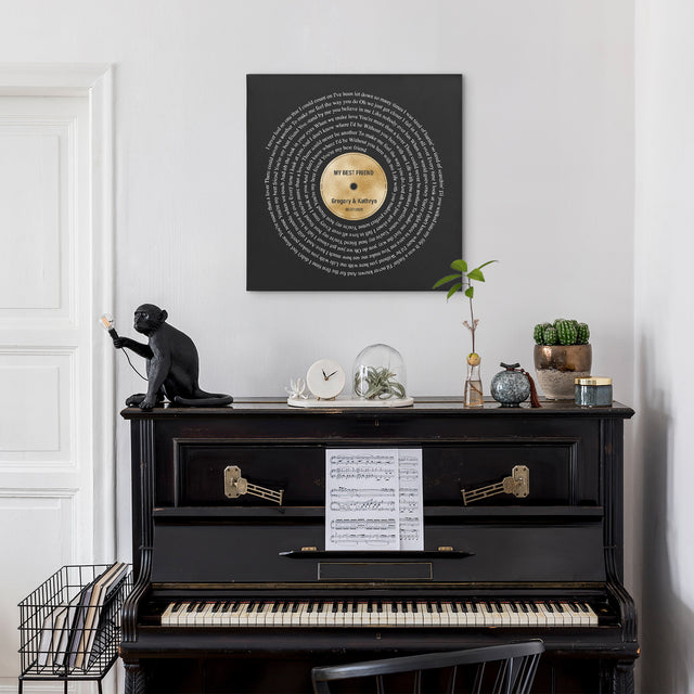 Golden Melodies Square Canvas, Custom Lyric On Wall Art