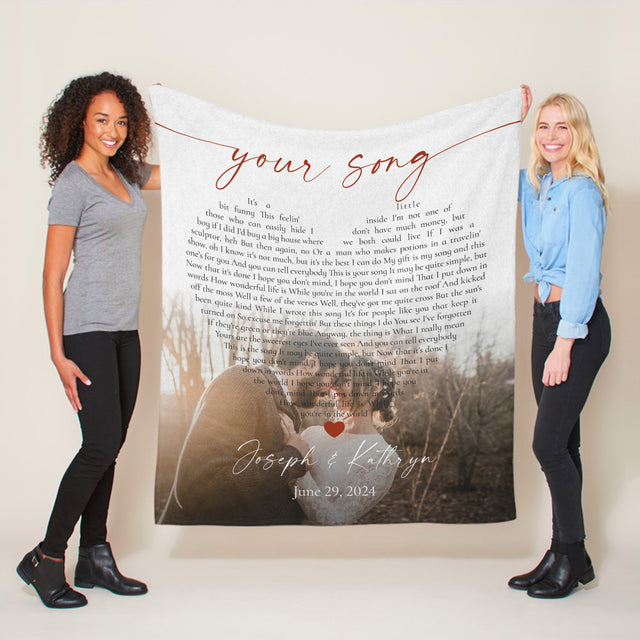 Custom Heart Shape Song Lyric Blanket