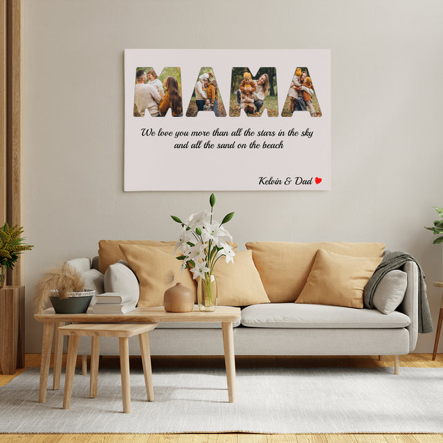 Mama Custom Photo - Customizable Light Grey Background Canvas