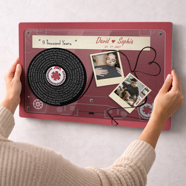 Personalized Cassette Photo & Song Lyrics Metal Print