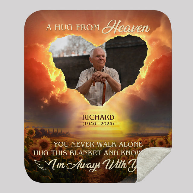 Custom Photo A Hug From Heaven - Memorial Personalized Custom Blanket