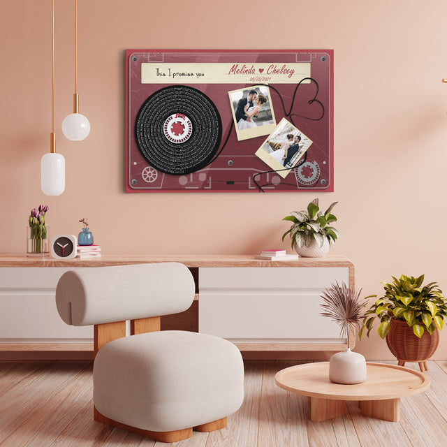 Personalized Song Lyrics and Photo Cassette Tape Canvas