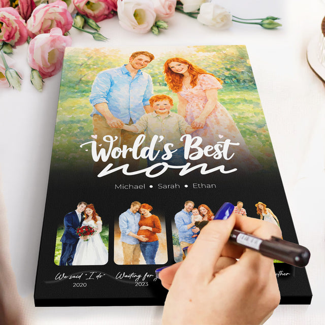 Personalized World’s Best Mom Canvas, Mother’s Day Gift