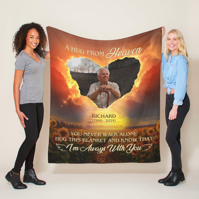 Custom Photo A Hug From Heaven - Memorial Personalized Custom Blanket