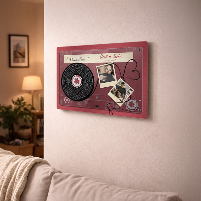 Personalized Cassette Photo & Song Lyrics Metal Print