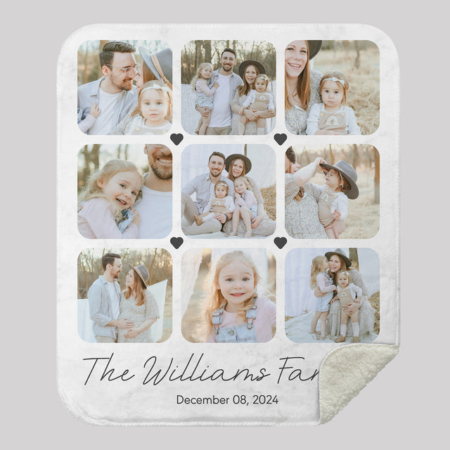 Custom Family Photo Collage Blanket