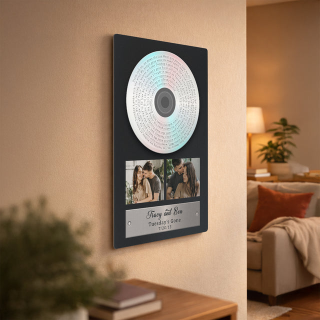 Personalized Vinyl Song Lyrics Photo Metal Print – Valentine’s Day & Anniversary Gift