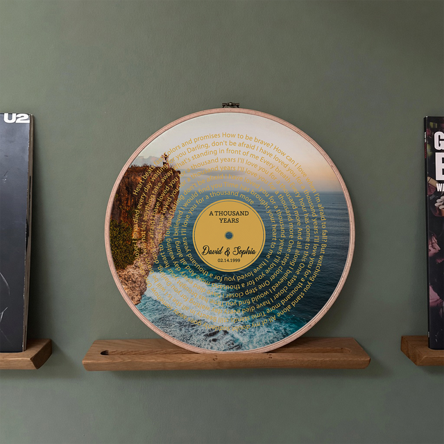 Personalized Song Lyrics Vinyl Record - Framed Round Wall Art - TONI04