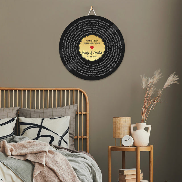 Custom Song Lyrics, Customizable Song Name And Text, Vinyl Record Style, Round Wood Sign