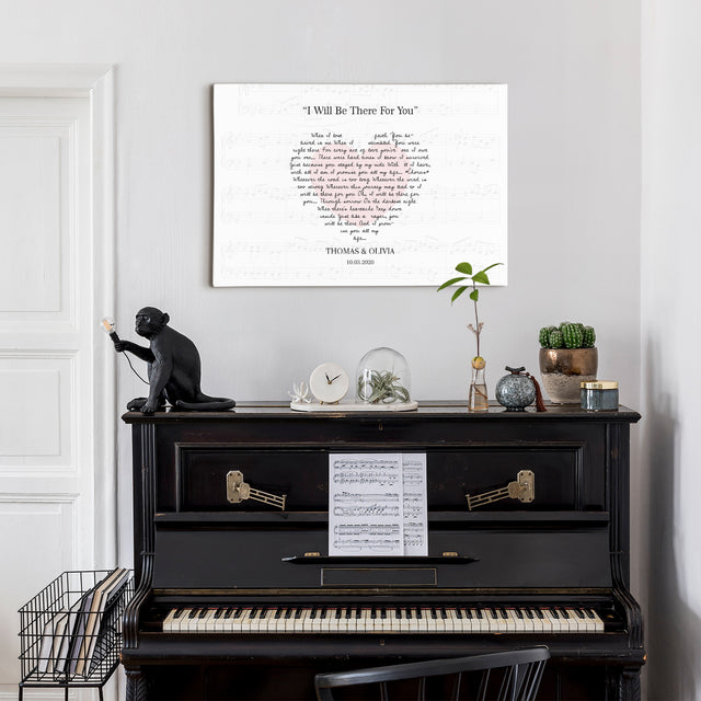 Custom Song Lyrics Heart Shape, Customizable Name, Date Canvas