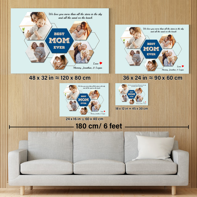 Best Mom Ever Custom Hexagon Photo Collage Canvas 5 Pictures