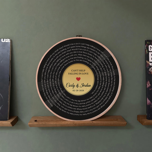 Personalized Song Lyrics Vinyl Record - Framed Round Wall Art - FLORA01