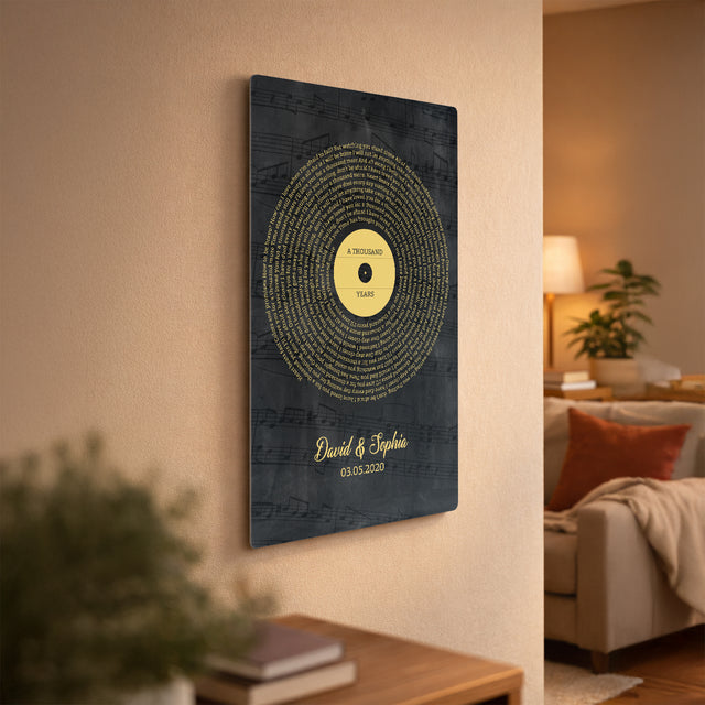 Personalized Gold Vinyl Record Song Lyrics Metal Print