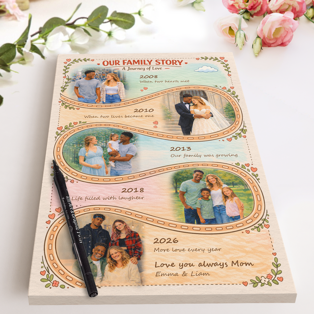 Mother’s Day Gift for Mom, Personalized Family Story Canvas