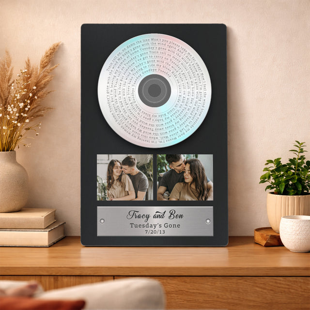 Personalized Vinyl Song Lyrics Photo Metal Print – Valentine’s Day & Anniversary Gift