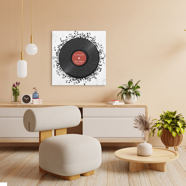 Custom Song Lyrics, Customizable Name And Date, Record Player Square Canvas Wall Art